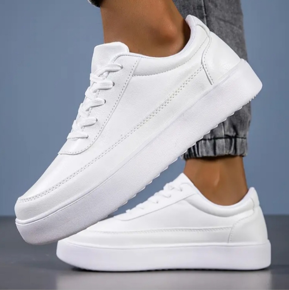 Men White canvas sneakers - Picture 1 of 12